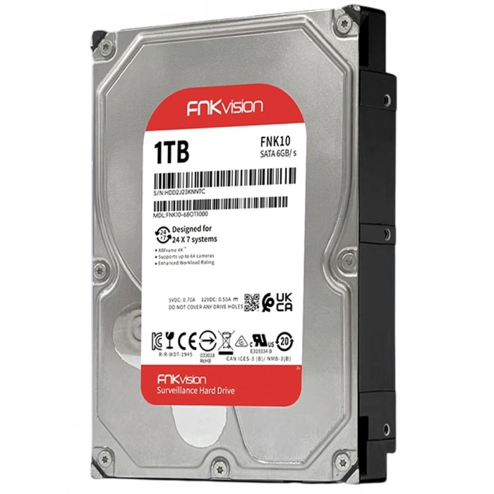 1TB FNKVİSİON FNK10 7/24 5400RPM 3.5 SATA 3 6Gbit/s 64MB Güvenlik Kamerası Diski