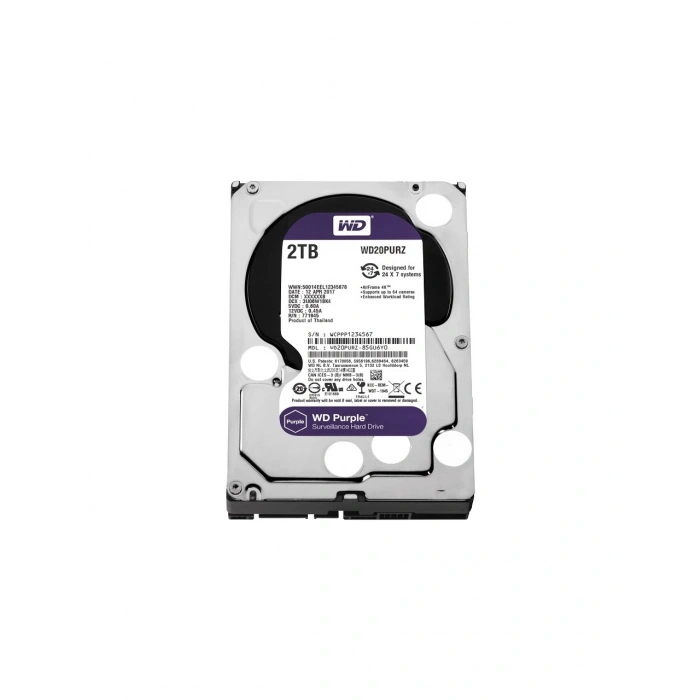 2TB WD WD20PURZ 7/24 5400RPM 3.5 SATA 3 6Gbit/s 64MB Güvenlik Kamerası Diski