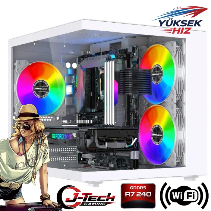 J-TECH Pulse Ryzen5 5500 16GB HDD 500GB+256GB SSD GDDR5 R7240 Oyuncu Bilgisayarı