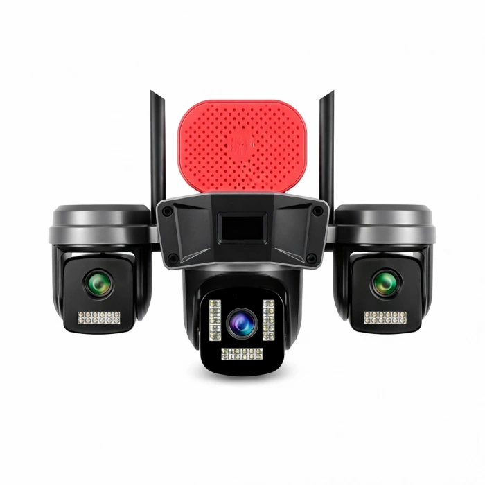 İronix TP-16 4G Sim Kartlı 4K 9MP Solar Güvenlik Kamerası – 3 Kameralı 360° Görüş Sirenli