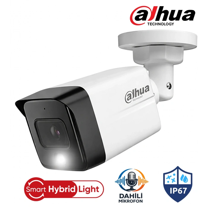 Dahua Smart Hibrit Led Sesli IR Bullet Güvenlik Kamera 2MP 2.8MM (IPC-HFW1230TC1-SA)