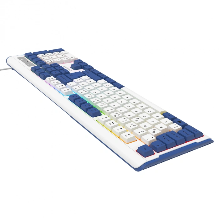 Everest KB-74 Beyaz/Mavi USB Rainbow Aydınlatmalı Q Membrane