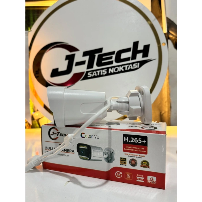 J-TECH JT-1818 UltraHD 5MP Sesli IP Bullet Kamera | PoE | 18 LED | 3.6mm | Gece-Gündüz Renkli