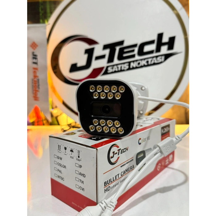 J-TECH JT-1818 UltraHD 5MP Sesli IP Bullet Kamera | PoE | 18 LED | 3.6mm | Gece-Gündüz Renkli
