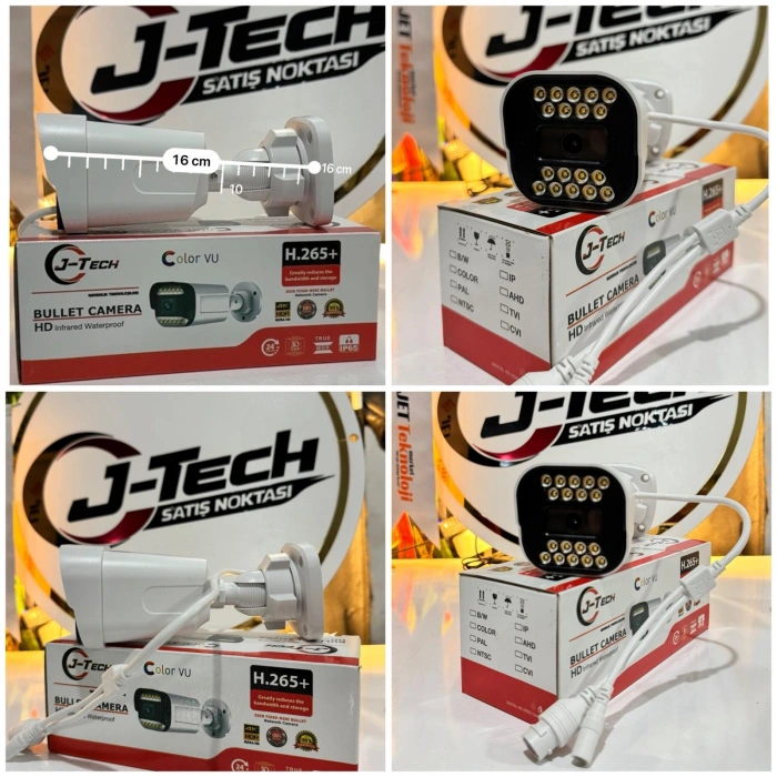 J-TECH JT-1818 UltraHD 5MP Sesli IP Bullet Kamera | PoE | 18 LED | 3.6mm | Gece-Gündüz Renkli