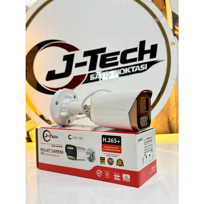 J-TECH JT-112 5MP PoE Sesli IP Bullet Metal Güvenlik Kamerası Haraket Duyarlı Çakar LED