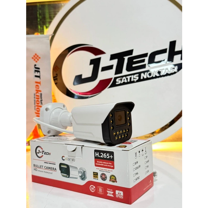 J-TECH JT-9090 5MP Sesli IP Bullet Kamera | PoE | 15 LED | 3.6mm | Gece-Gündüz Renkli