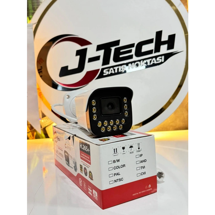 J-TECH 3080 5MP 15 LED SONY LENS DAHİLİ Sesli Gece Renkli Warm Light 1080P AHD Güvenlik Kamera
