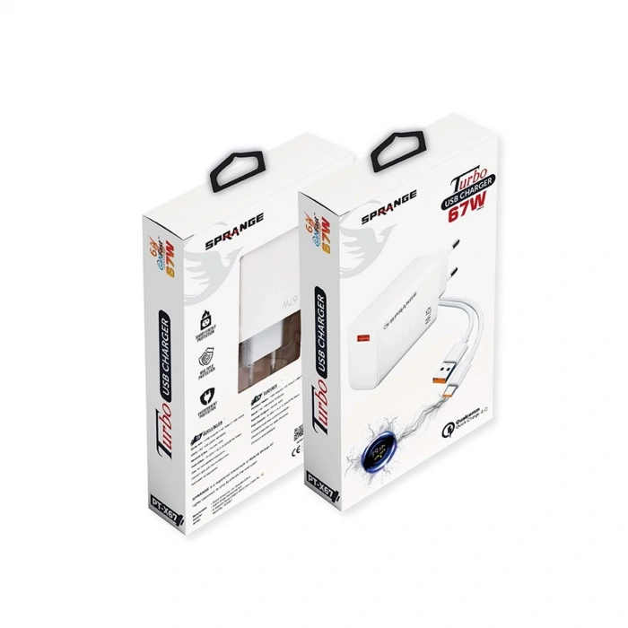 Sprange PT-X67 67W Turbo USB Şarj USB-C Data & Şarj Kablo