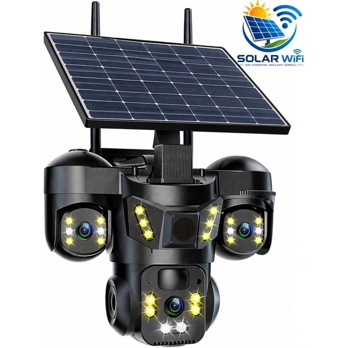 X5Tech RX-66WS 3 Kameralı Solar WiFi PTZ IP Sesli Akıllı Güvenlik Kamera ( 3+3+3 MP )