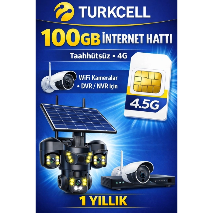 TURKCELL 100GB internet Hattı Sim Kart – Taahhütsüz – 4G – Wifi Kameralar DVR/NVR İçin 1 YILLIK