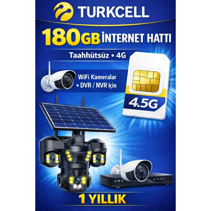 TURKCELL 180GB internet Hattı Sim Kart – Taahhütsüz – 4G – Wifi Kameralar DVR/NVR İçin 1 YILLIK