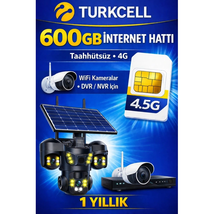 TURKCELL 600GB internet Hattı Sim Kart – Taahhütsüz – 4G – Wifi Kameralar DVR/NVR İçin 1 YILLIK