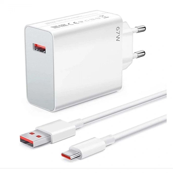 Powerway M67S Set Süper Turbo 67W Hızlı Şarj Adaptörü Gan Teknoloji USB Şarj Başlığı Ekstra Kablolu