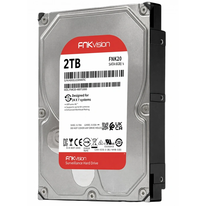 2TB 7/24 5400RPM 3.5 SATA 3 6Gbit/s 64MB Güvenlik Diski Harddisk (FNKVİSİON FNK20)