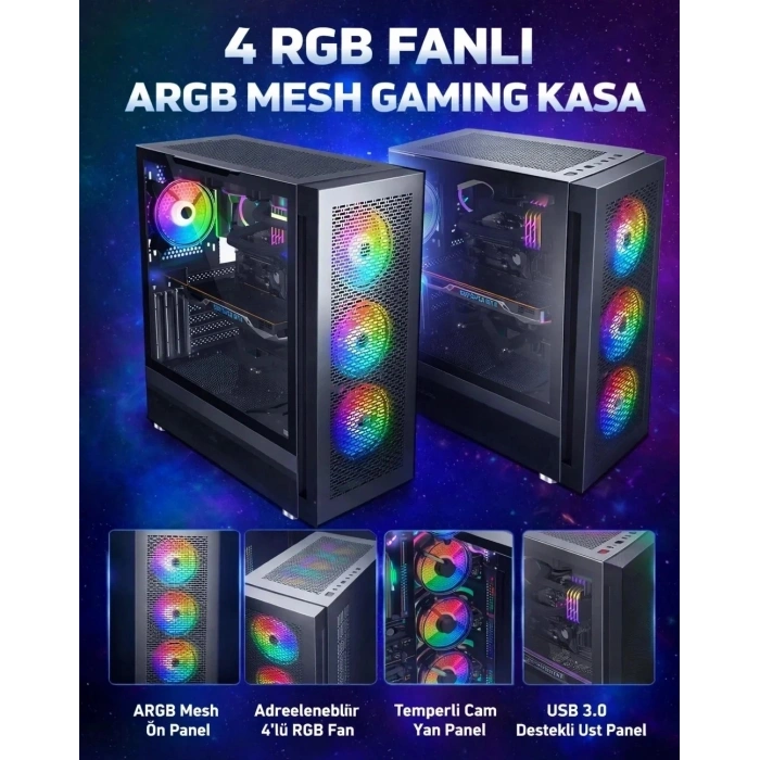 J-TECH Expert i5 3470 8GB 256GB SSD Masaüstü Bilgisayar