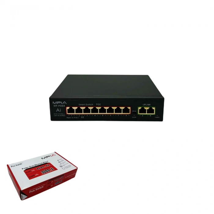 MPIA MP-POE8 120W 10/100 Mbps 8 Port Metal Kasa Poe Switch