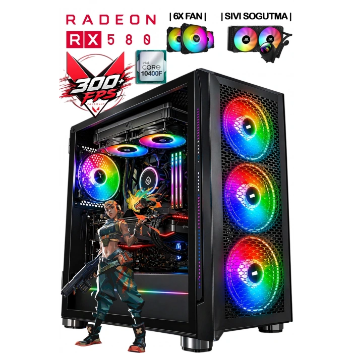J-TECH neX i5 10400F | 32GB RAM | 512GB SSD | RX580 8GB | SIVI Soğutma 6X Fan | Oyuncu Gaming Bilgisayar