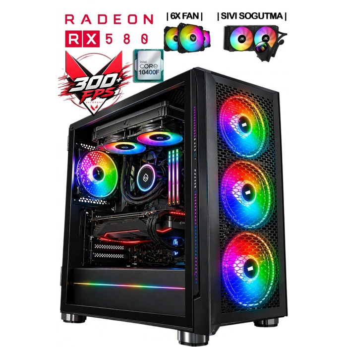 J-TECH neX i5 10400F | 32GB RAM | 512GB SSD | RX580 8GB | SIVI Soğutma 6X Fan | Oyuncu Gaming Bilgisayar