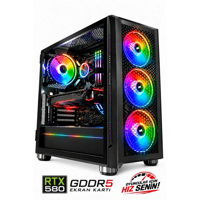 J-TECH Inferno i5 6500 16GB RAM 256GB SSD GDDR5 RX580 8GB Gaming Oyuncu Bilgisayarı