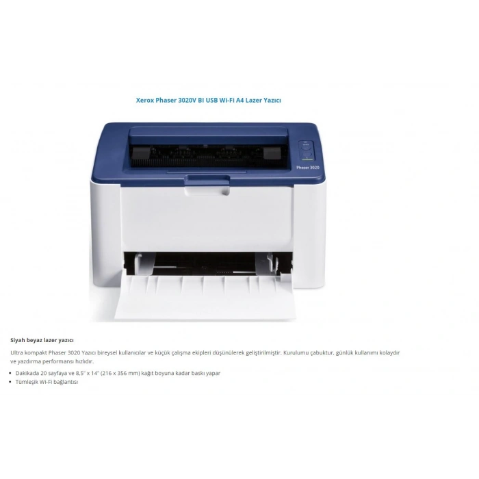 Xerox Phaser 3020 Wi-Fi Mono Lazer Yazıcı
