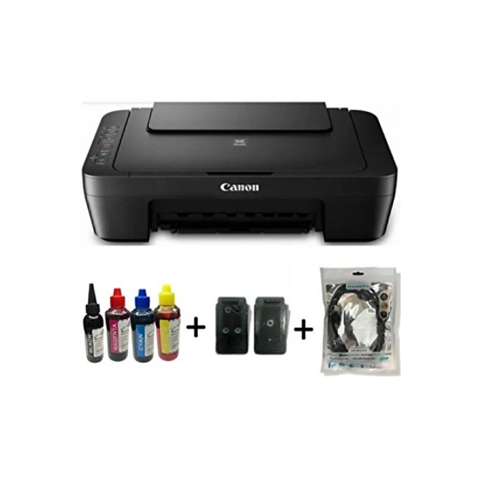 Canon Pixma E414 Fotokopi + Tarayıcı Çok Fonksiyonlu Yazıcı ( Dolan Kartuşlu )