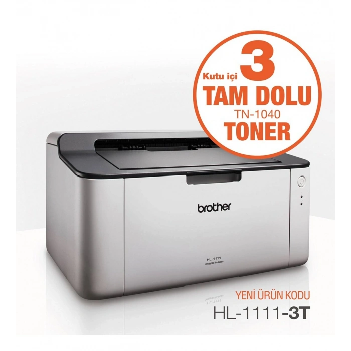 BROTHER HL-1111-3T Mono Lazer A4 Mono Usb Yazıcı 3 TAM DOLU TONER