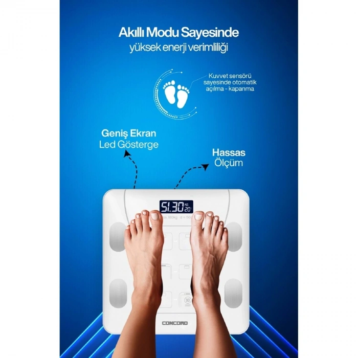 CONCORD C-W01 Akıllı Bluetooth Baskül Beyaz