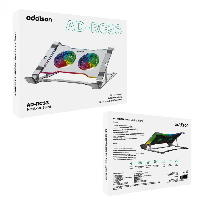 Addison AD-RC33 Frostonic 10-17 Uyum 7 Yükseklik Mod 10 RGB Modlu Ayarlanabilir 1 USB 1 Type C Girişli Silver Çelik