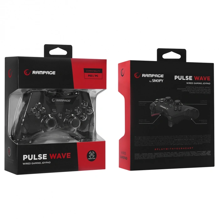 Rampage Pulse Wave PS3/PC X INPUT Siyah USB 1.8m Joypad