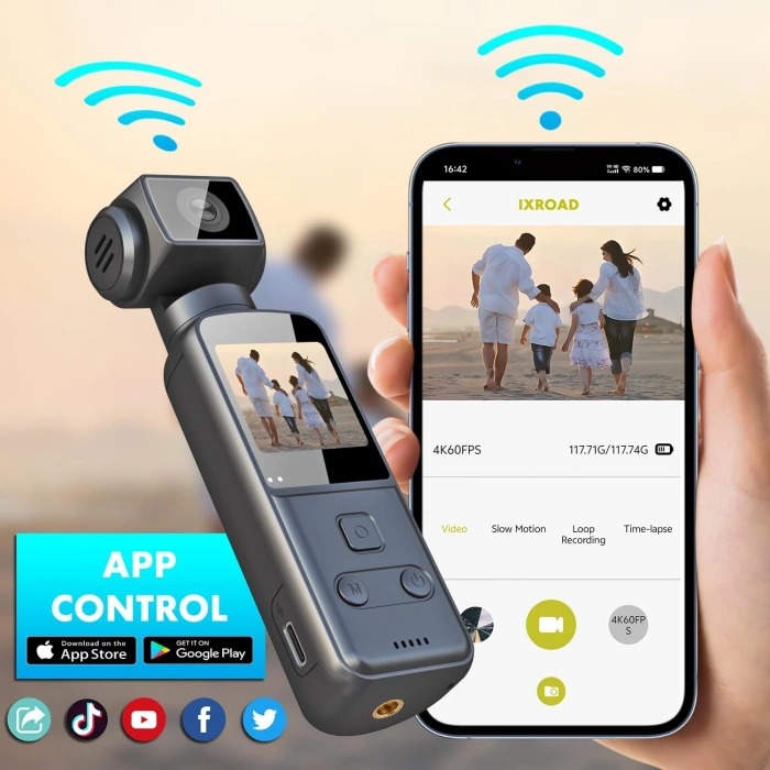 IXROAD 4K Ultra Hd 270° Döndürülebilir 60FPS Su Geçirmez Wifi Vlog Spor Ve Aksiyon Kamerası