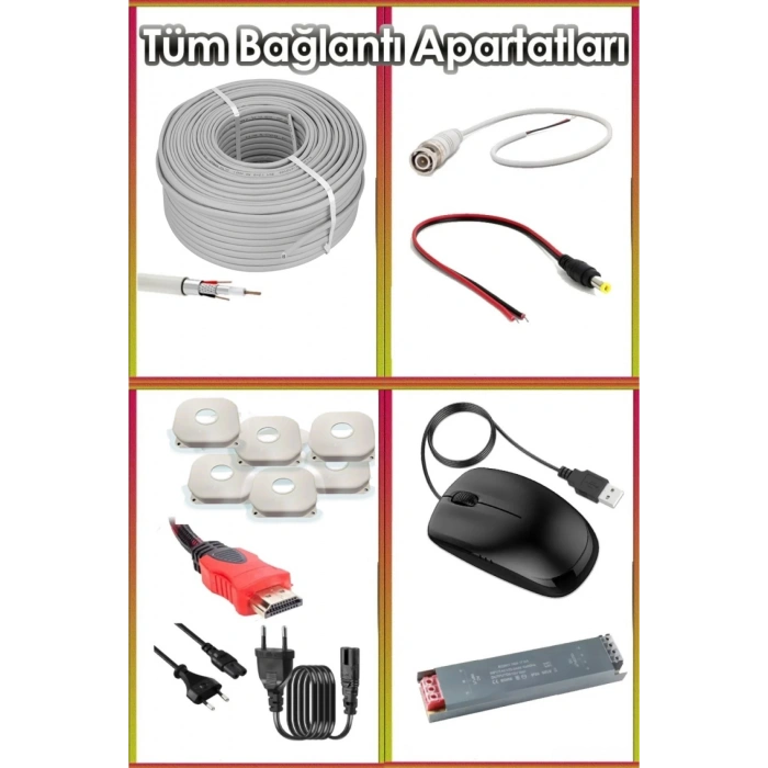 8 Kameralı AHD Set 500GB 3030- 5MP Sony Lensli HD Gece Renkli Güvenlik Kamerası Sistemi -Cepten izle