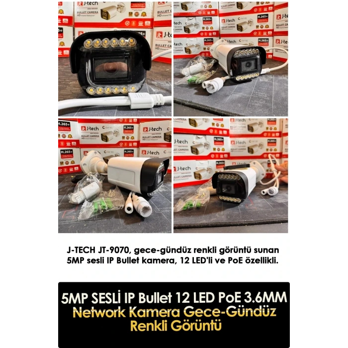 8 Kameralı IP Set 500GB 9070 5MP Mikrofonlu HD Gece Renkli Güvenlik Kamerası Sistemi -Cepten izle