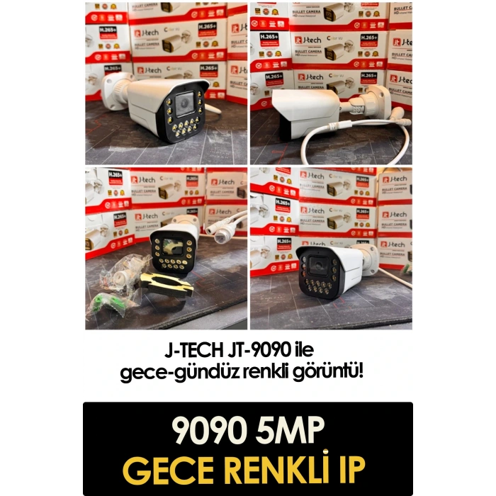 8 Kameralı IP Set 500GB 9090 5MP Mikrofonlu HD Gece Renkli Güvenlik Kamerası Sistemi -Cepten izle