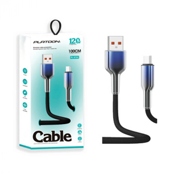 Platoon PL-8784 120W Type-C To USB Powermax Şarj ve Veri Kablosu