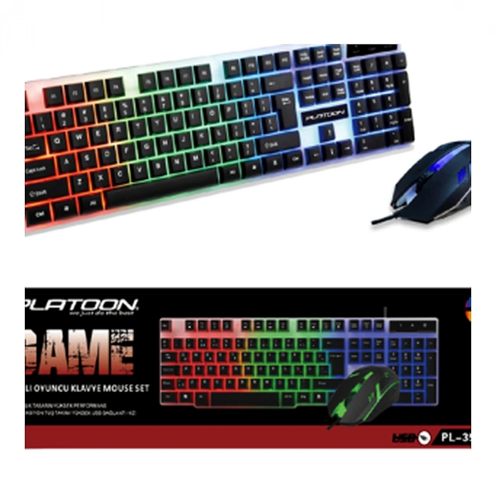 Platoon PL-357 RGB Işıklı USB Oyuncu Klavye ve Mouse Seti