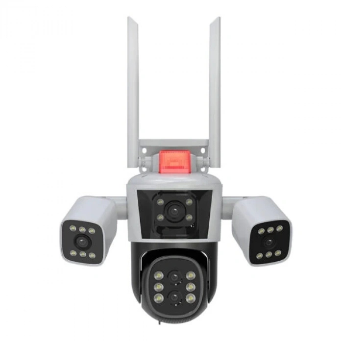 AV-S312X IPC360 APP 3 Kamera 10X Zoom 12MP 360° Renkli Gece Görüş Sesli Görüşme Sirenli Wi-Fi Akıllı Kamera