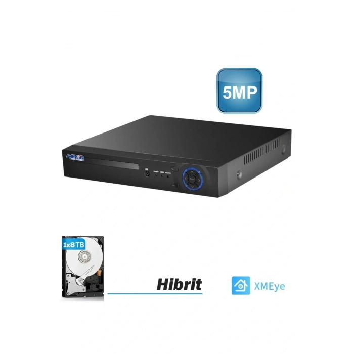 Avenir AV-TC04M 5MP 4 Kanal 5IN1 XMeye H.265 Full HD 1080P Hibrit DVR Kayıt Cihazı