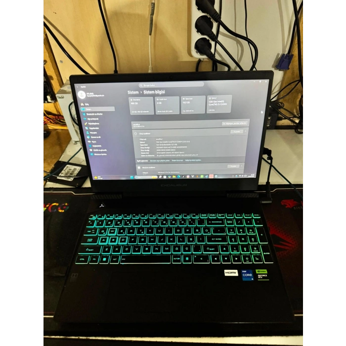 Casper Excalibur G770.1245-8EJ0T-B Intel Core i5 RTX3050 16GB/500GB SSD Oyuncu Laptop ( 2.el )