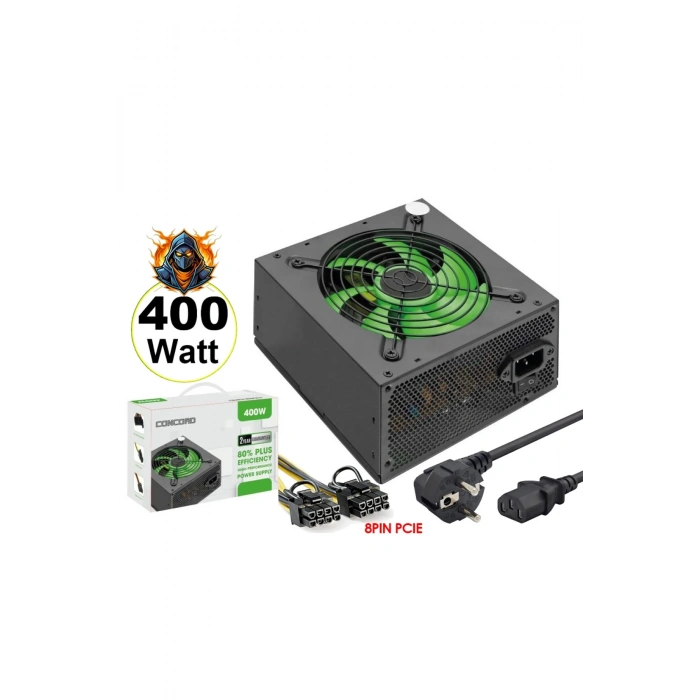 Concord C-880 400W Oyuncu Gaming PC Power Supply 12CM Geniş Fan Güç Kaynağı Lisanslı Ürün