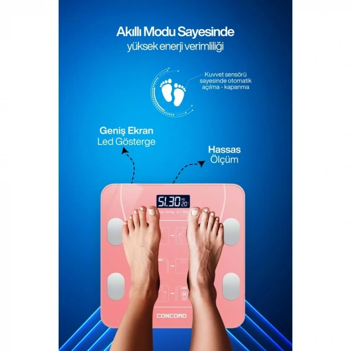 CONCORD C-W01 Akıllı Bluetooth Baskül Pembe