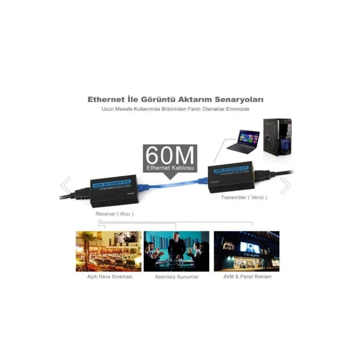 Concord HDE Hdtv Extender HD 4K HDMI to CAT5-CAT6 Extender 60 Metre Uzatıcı
