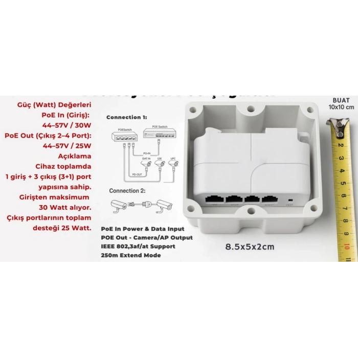DATAFORCE Hi-AT13F-A 3+1 10/100 POE EXTENDER