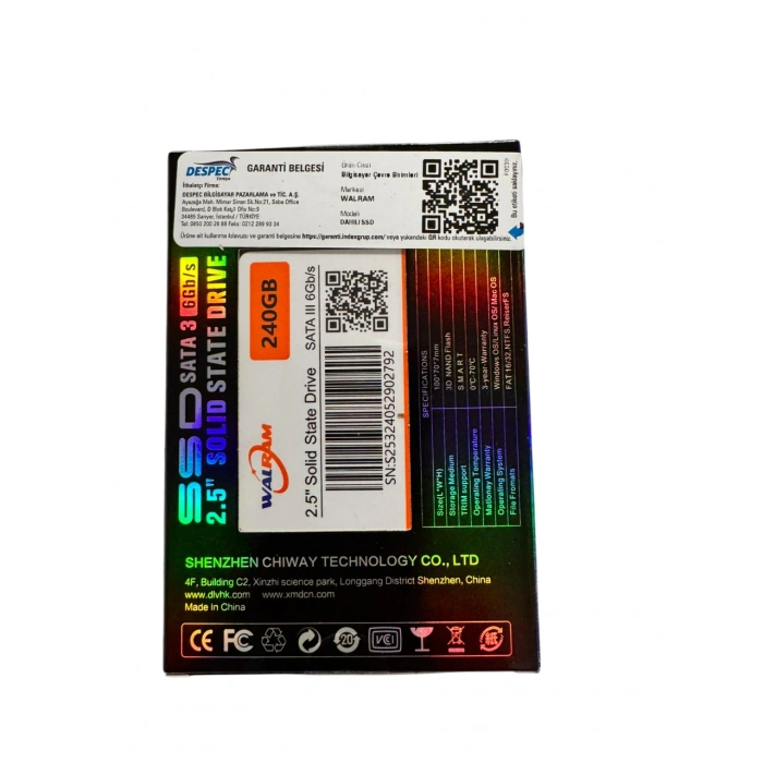 Despec 240GB 560/540MB/s 2.5 SATA 3 SSD Disk