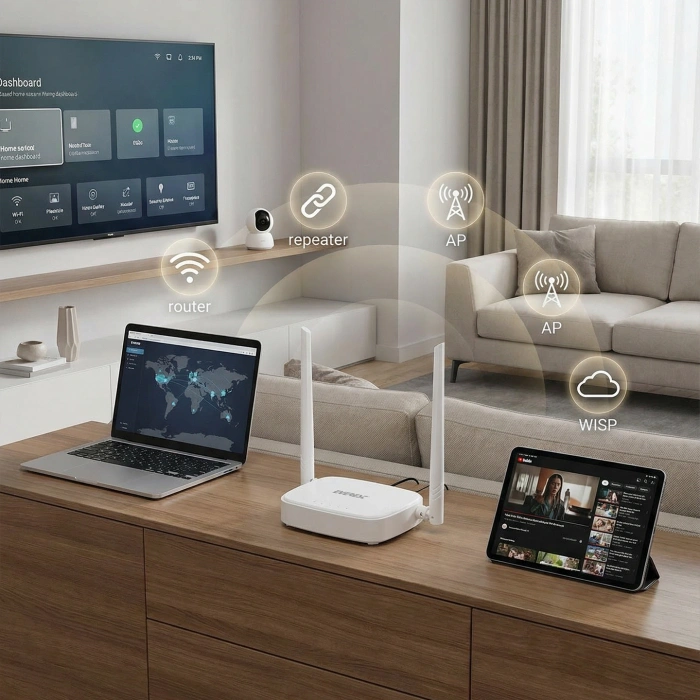 Everest EWR-301 Kablosuz-N WPS + WISP+WDS 300 Mbps Repeater+Access Point+Bridge Kablosuz Router