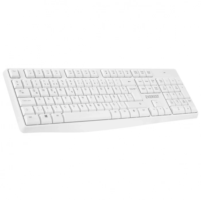 Everest KM-7500 Beyaz Kablosuz Q Multimedia Klavye + Mouse Set TR Q