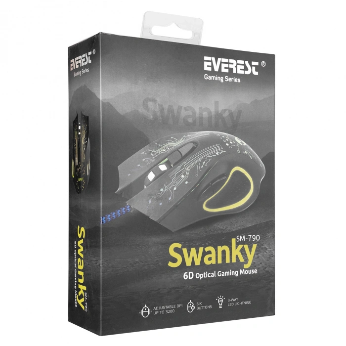 Everest SM-790 SWANKY Siyah 3200 DPI Gaming Oyuncu Mouse