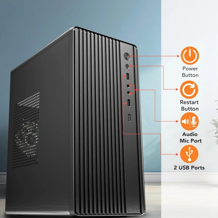 ATX 350W PSU 2x USB Ports Ses Kulaklık Girişli Ofis Bilgisayar Kasası