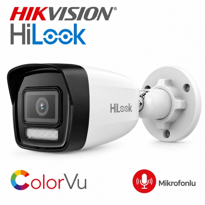 Hikvision HiLook IPC-B120HA-LUFC 2MP 2.8mm ColorVu Dual Light 30M Sesli PoE IP Bullet Kamera
