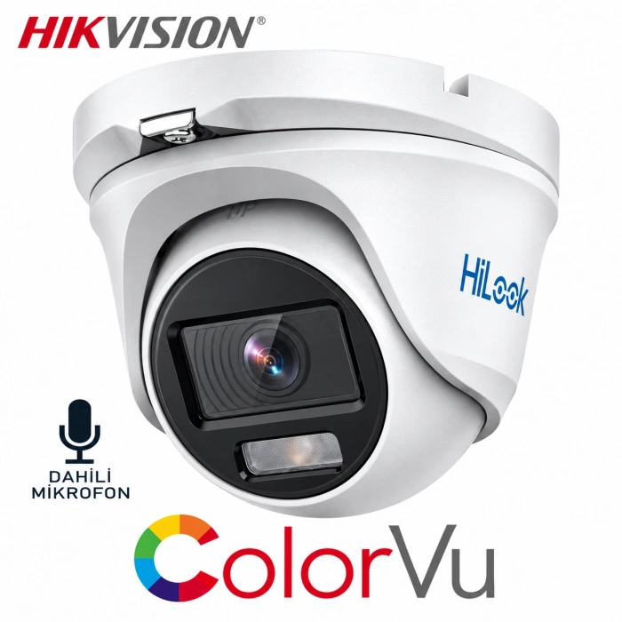 Hikvision HiLook THC-T129-P 2MP 2.8mm ColorVu Sesli TVI/AHD/CVI/CVBS Dome Kamera
